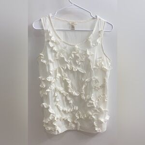 J.Crew White Ruffle Front Cotton Tank Top Women’s Size 4